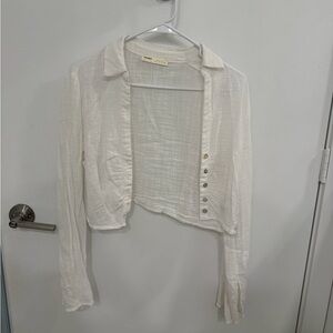 Pull&Bear Cream Button-Down Shirt